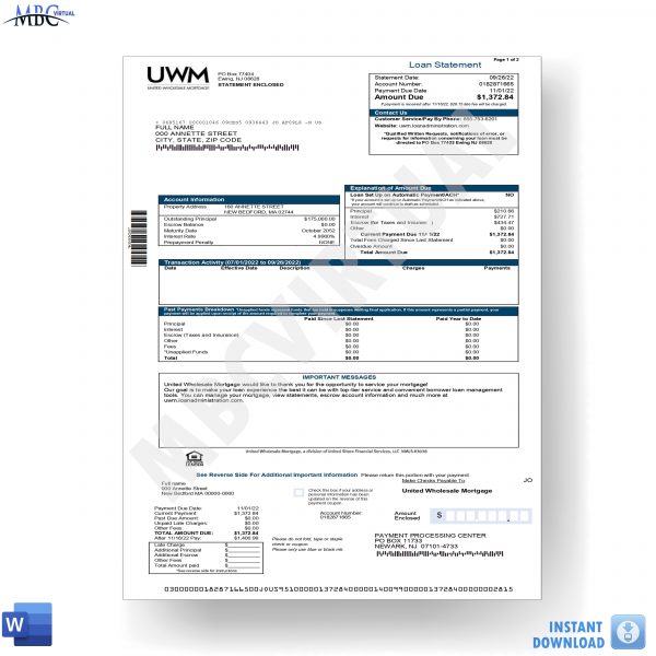 United Wholesale Mortgage Statement Template - Mbcvirtual