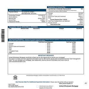 United Wholesale Mortgage Statement Template