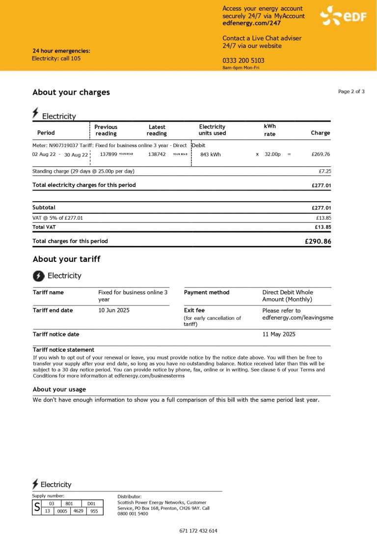 New 2023 eDF Energy Bill Template - MbcVirtual