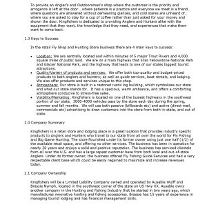 Pro Fishing Supplies and Fly Shop Business Plan Template