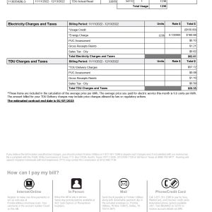 Frontier Utilities – Texas Utility Bill Template