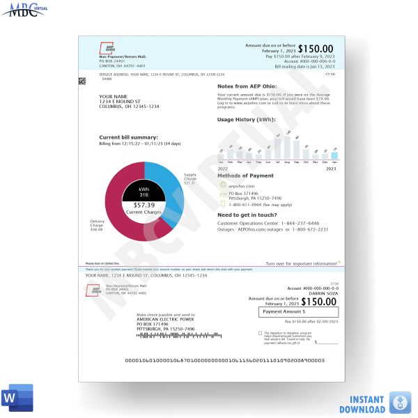 New 2023 Aep Ohio Bill Template Mbcvirtual