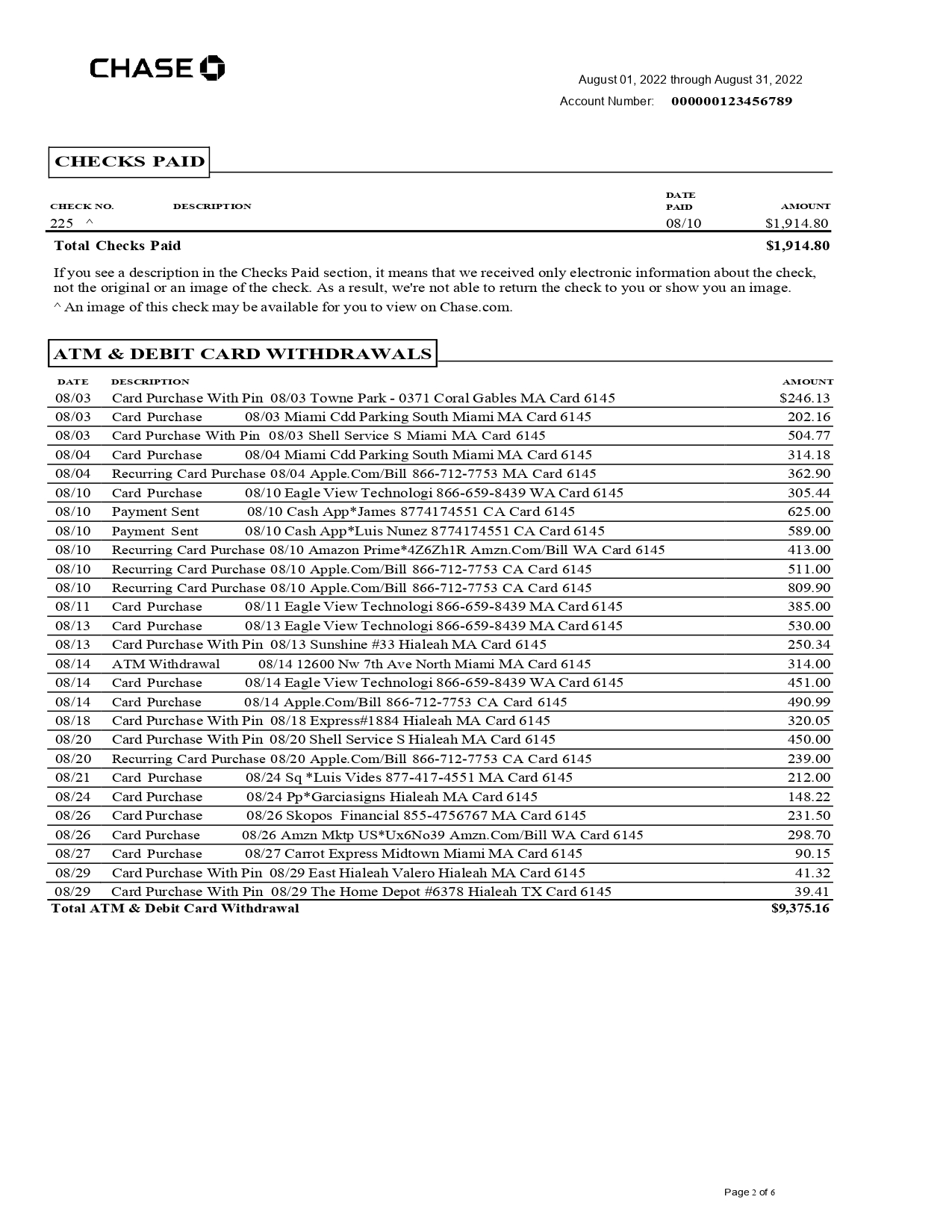 3 Months Chase Statements Chase Total Business Checking MbcVirtual