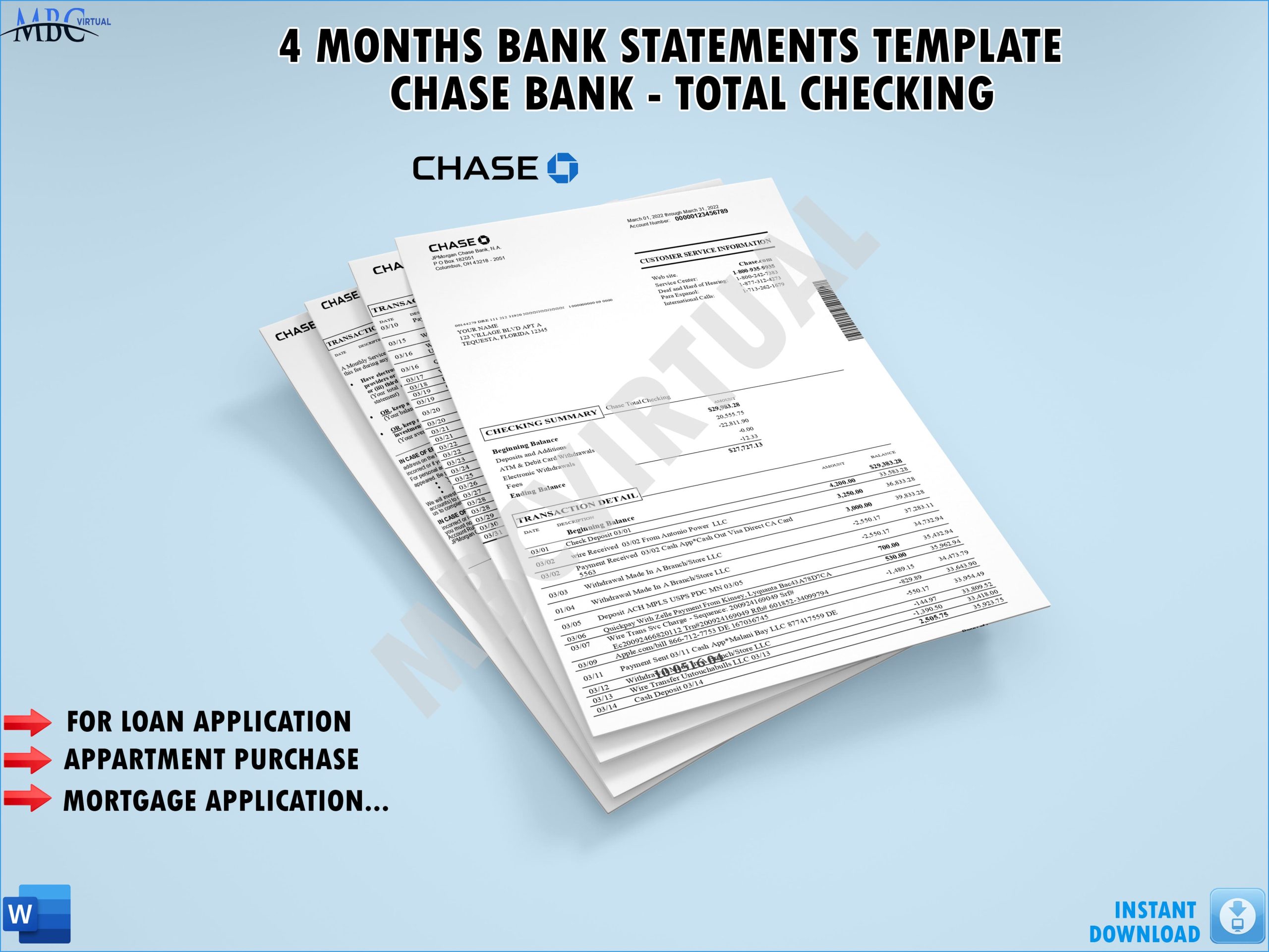 3 Months Chase Statements Chase Total Checking MbcVirtual