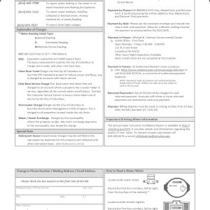 The City of Columbus Water Bill Template