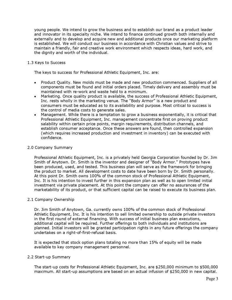 Pro Sports Medical Equipment Business Plan Template MbcVirtual