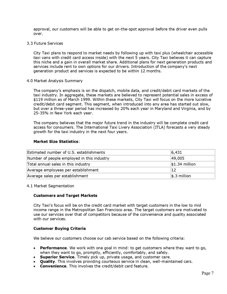 meter taxi business plan pdf