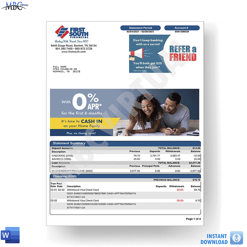 First South Financial Credit Union Statement