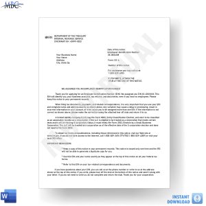EIN Letter from IRS-SS-4 IRS Template