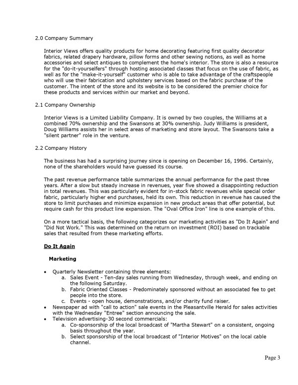 Pro Home Decoration Fabrics Business Plan Template MbcVirtual