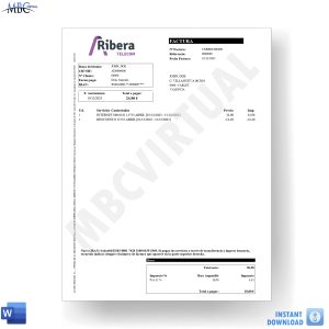 Ribera Telecom Spain Bill Template