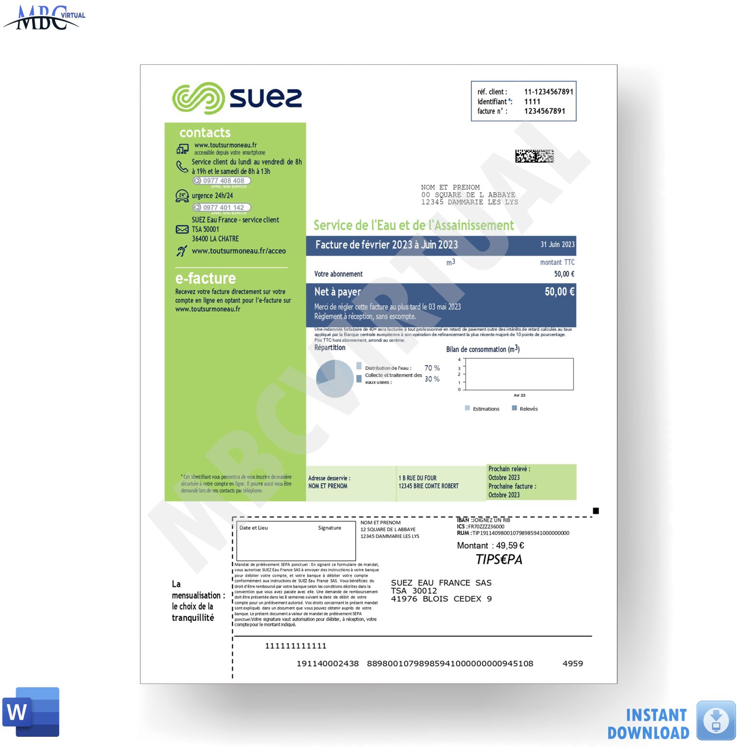 Suez Groupe France Bill Template MbcVirtual   Suez Groupe Bill Template Mbcvirtual 1536x1536 