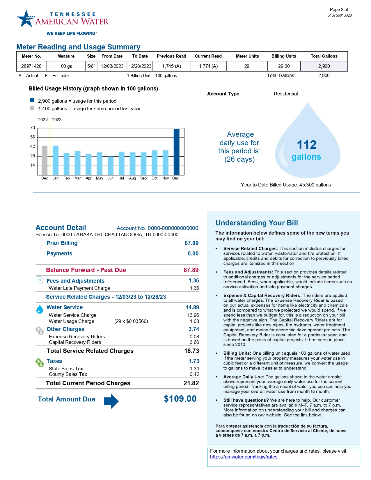 New 2023 Tennessee American Water Bill Template MbcVirtual