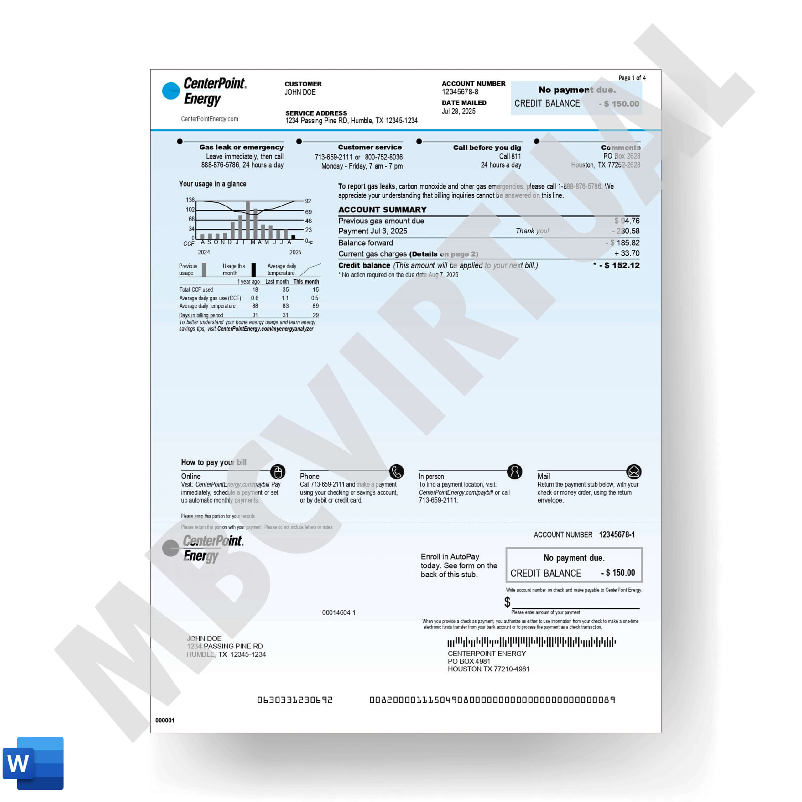 Centerpoint Energy Pay Bill Template - MbcVirtual